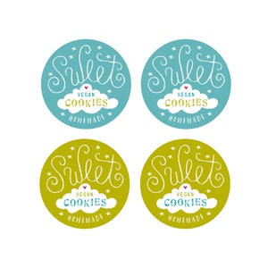 12 stickers labels Sweet Vegan Cookies 12 labels for vegans, 60 mm image 2