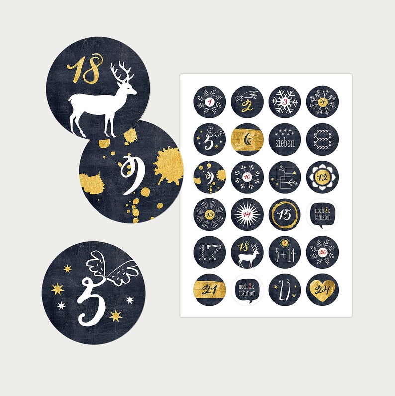 Calendrier de l'Avent Numéros Autocollant BLACKGOLD | Etsy