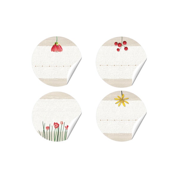 15 Labels Stickers Stickers FLOWERS Potpourri 50 mm jam label