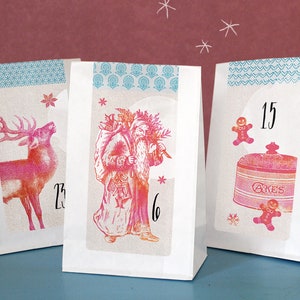 Advent calendar numbers stickers NOSTALGIE long red orange image 3