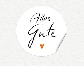 24 stickers ALLES GUTE - white and chalkboard look - stickers gift stickers 40mm