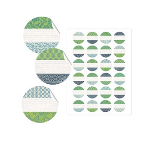 Stickers - 24 labels JAPAN-PAPER-Design green, for labelling