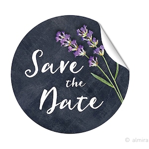 24 Aufkleber Save the date Lavendel Tafel für Hochzeit Aufkleber Hochzeitseinladung Bild 1