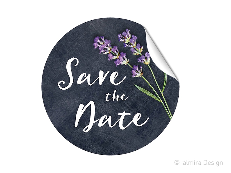 24 stickers SAVE THE DATE lavender table for wedding, stickers wedding invitation zdjęcie 1