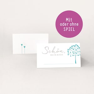 Place cards wedding - Place cards TREE turquoise WITH or WITHOUT game