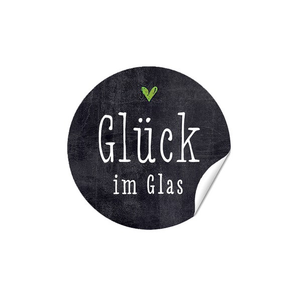 Etiketten Geschenkaufkleber "Glück im Glas" mit Herz Tafeldesign Honigetiketten