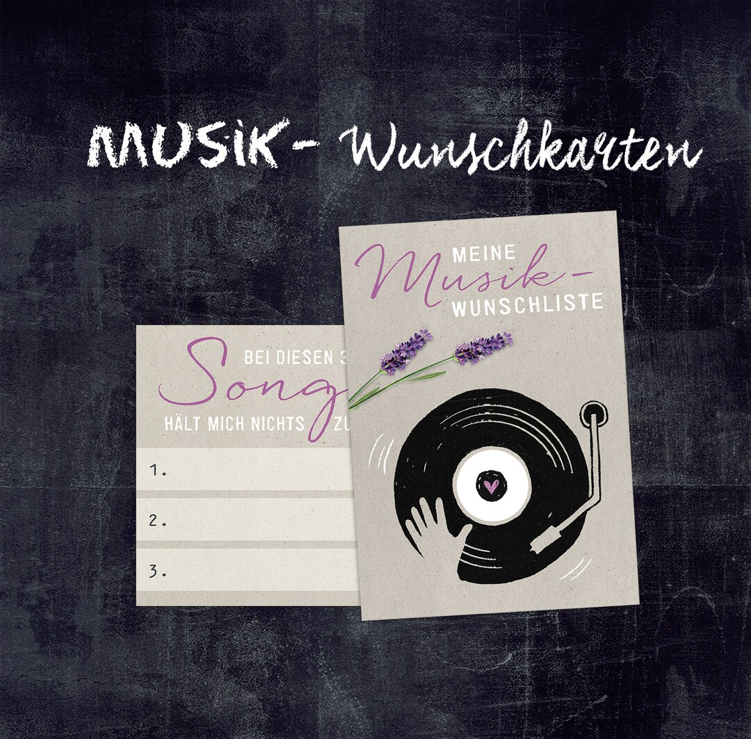 Musikwunschkarten zur Hochzeit Musikwunsch Karten Lavendel beige A7/A6