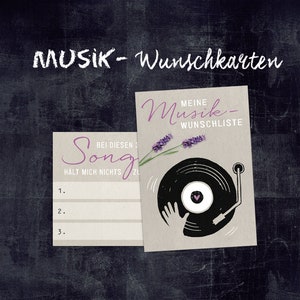 Musikwunschkarten zur Hochzeit - Musikwunsch Karten Lavendel beige A7/A6