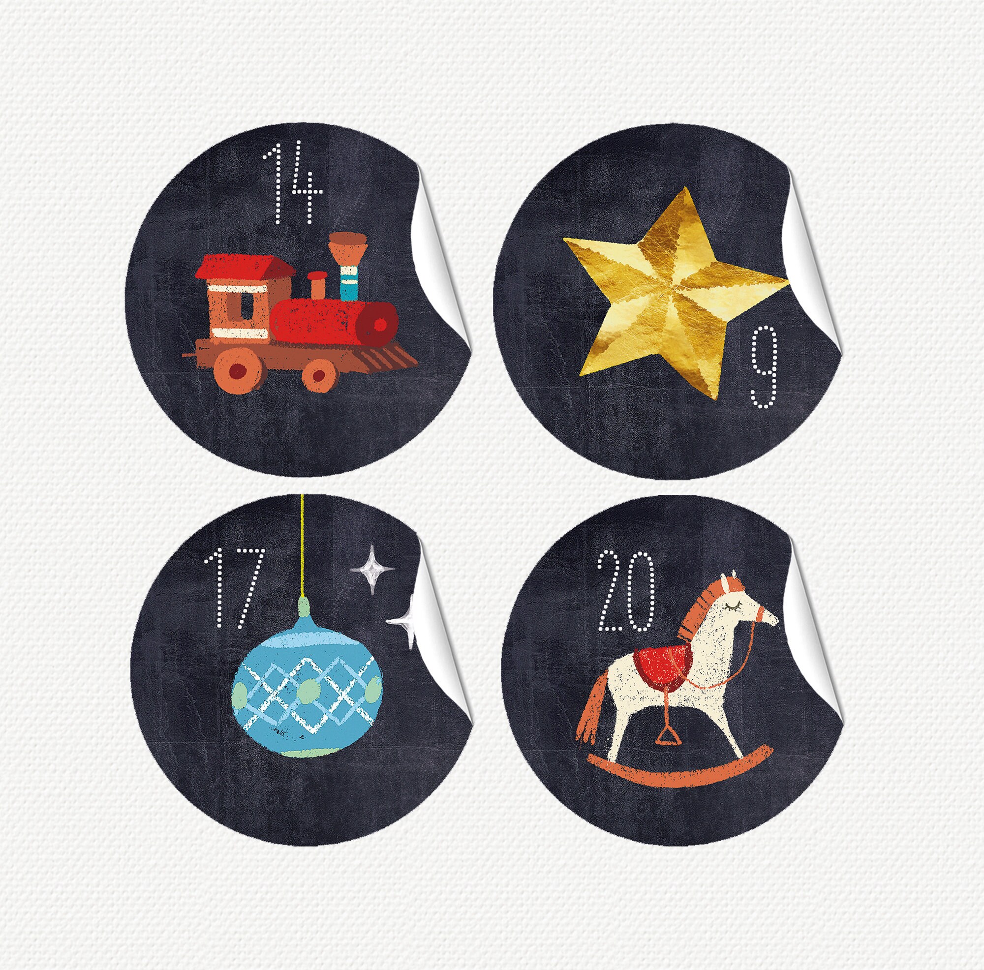 24 Advent Calendar Numbers Stickers CHRISTMAS MOTIVE RETRO Etsy UK