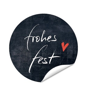 Weihnachten Aufkleber FROHES FEST Tafel mit bunten Herzen, Sticker 40 mm Bild 1