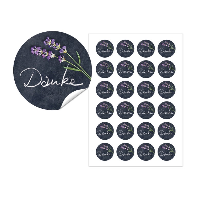 Sticker Acknowledgements Wedding THANKS Table Design Lavender Gift Stickers image 2