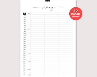 Familienkalender 12 Monate Wandkalender 2026/2027  - DIN A4 - FEINE FEDER - personalisierbar
