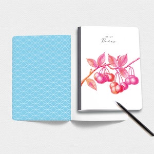 Notebook cherries / Sketchbook / Planner A5 round corners / Idea booklet