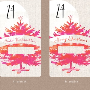 Advent calendar numbers stickers NOSTALGIE long red orange image 5