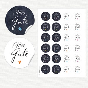 24 stickers ALLES GUTE white and chalkboard look stickers gift stickers 40mm image 3