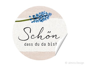 Aufkleber SCHÖN, dass du da bist - Trauben-Hyazinthe blau