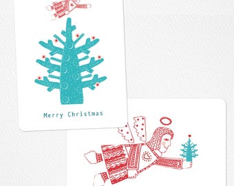 Christmas Cards ETHNO Angel - Christmas Tree