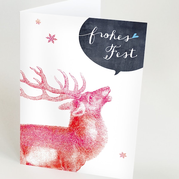 Christmas card FOLDED CARD DEER, Frohes Fest, Merry Christmas