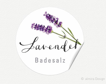 Etiketten Lavendel BADESALZ weiss - Aufkleber Lavendel Badesalz Gastgeschenk Hochzeit