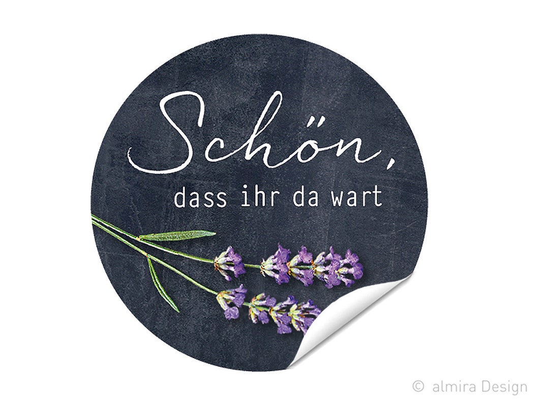 Aufkleber Hochzeit Schön, dass ihr da wart Lavendel Tafe 24 Aufkleber