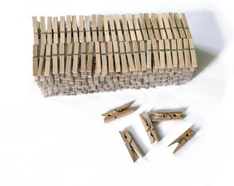 Miniklammern, Miniholzklammern, Miniklemmen, Miniwäscheklammern aus Holz - 30 mm lang, 4 mm breit