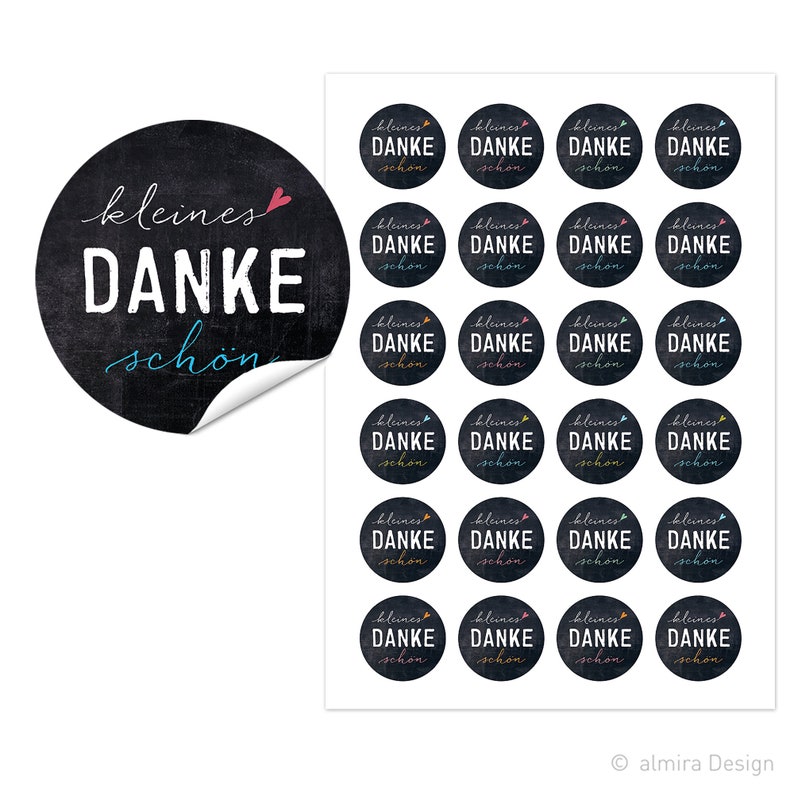 Aufkleber Sticker kleines DANKEschön Tafeldesign oder weiss Geschenkaufkleber Danke 40mm rund Bild 2