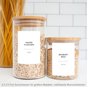 8 INDIVIDUAL spice labels white waterproof - personalized - 6.7 x 9.7 cm LARGE - 3 designs to choose from