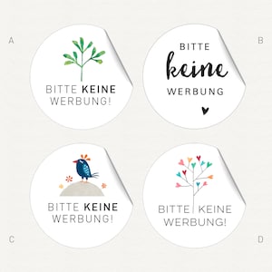 2er-Set Aufkleber BITTE KEINE WERBUNG für den Briefkasten, 60mm wasserfest