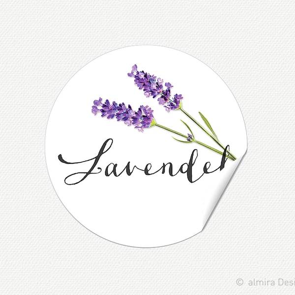 Etiketten Aufkleber Lavendel weiß - Lavendel Sticker zum beschriften - PAPIER oder wasserfestes PLASTIK