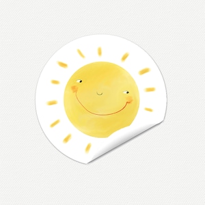 Aufkleber SONNE - Sticker rund Geschenkaufkleber Sonnen gelb 40 oder 50mm