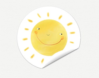 Sticker SUN 15 sticker round gift sticker sun yellow 50mm