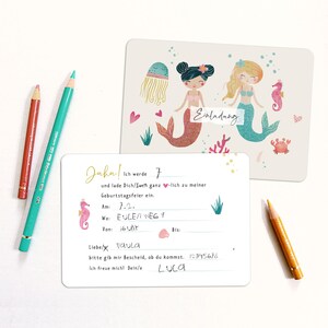 Invitation cards children's birthday MERMAID - girls A6 invitation mermaid image 4