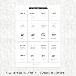 20 Etiketten PERSONALISIERBAR individuelle Etiketten FOLIEN-Etiketten, nass abwischbar, minimalistisch 50x50mm Bild 3