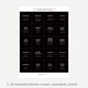 20 Etiketten PERSONALISIERBAR individuelle Etiketten FOLIEN-Etiketten, nass abwischbar, minimalistisch 50x50mm C: SCHWARZ SCHLICHT