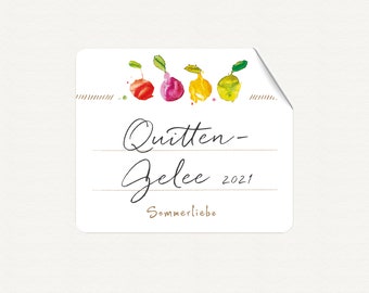 Etiketten Marmeladeetiketten Aufkleber Sticker Aquarellfrüchte 59 x 50mm