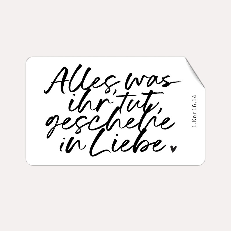 12 stickers annual motto 2024, Let all that you do be done in love ink / Christian / 7.6 x 4.6 cm / horizontal zdjęcie 1