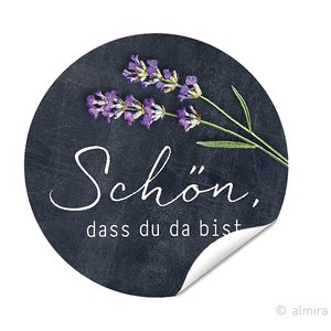 24 Aufkleber Hochzeit Schön, dass du da bist Aufkleber Lavendel Tafel Bild 1