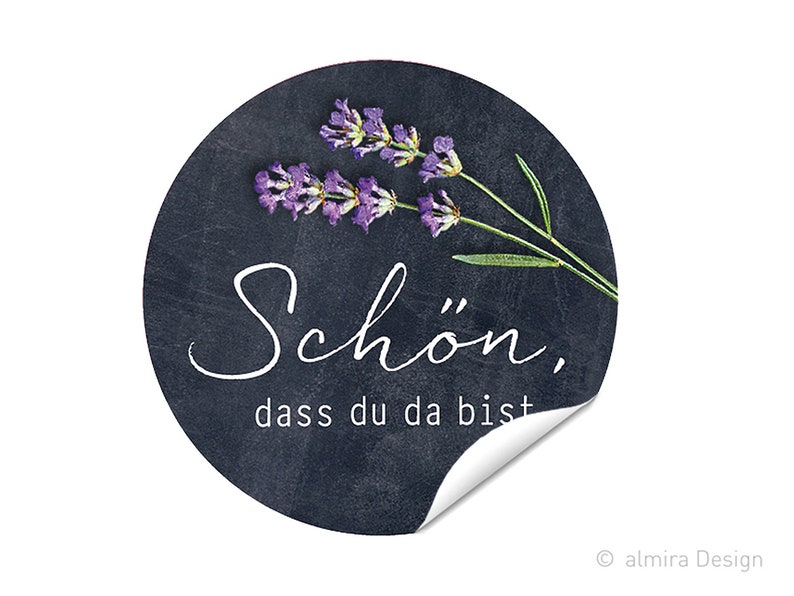 24 Aufkleber Hochzeit Schön, dass du da bist Aufkleber Lavendel Tafel Bild 1