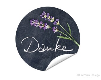 Aufkleber Danksagung - Hochzeit DANKE - Tafeldesign Lavendel - Geschenkaufkleber