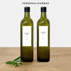 Waterproof labels for oil & vinegar bottles - KLASSIK elongated white - 2 design variants - can be personalized