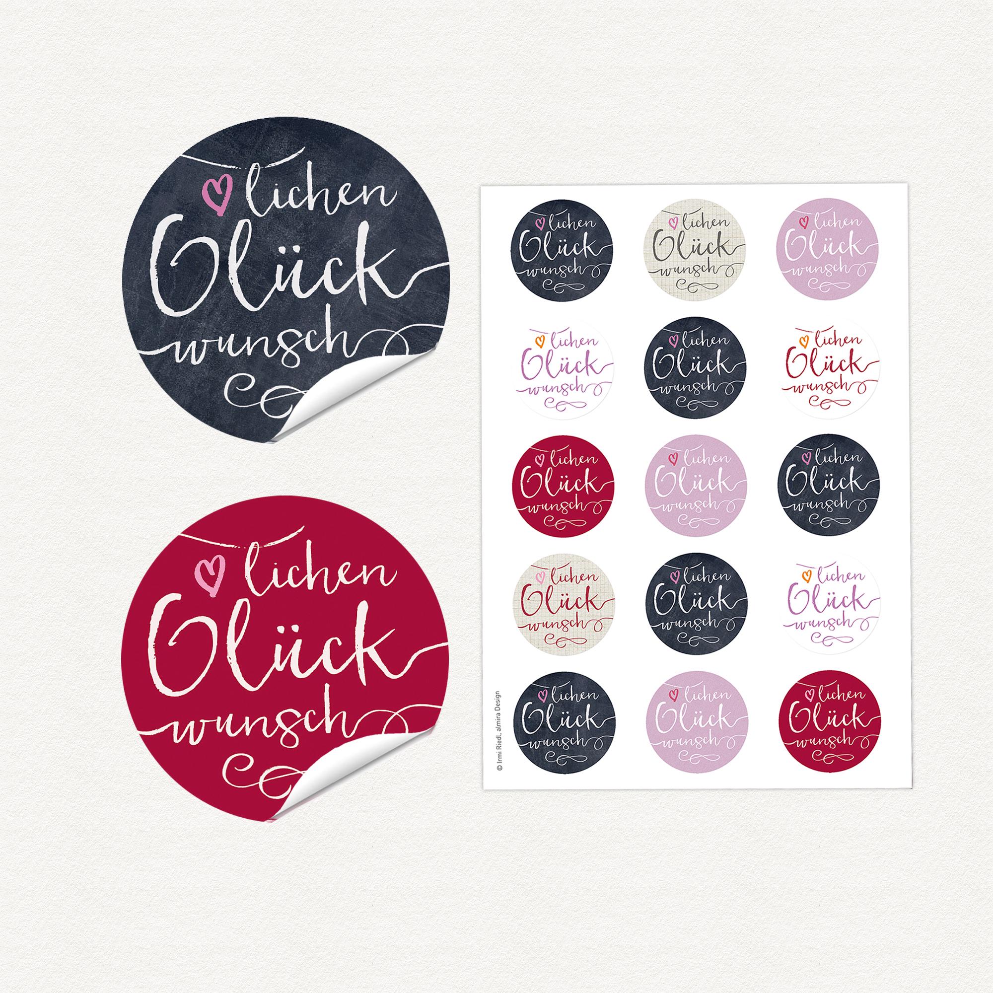 Sticker Birthday 15 Sticker "Congratulations" (warm colors) Gift sticker 50mm