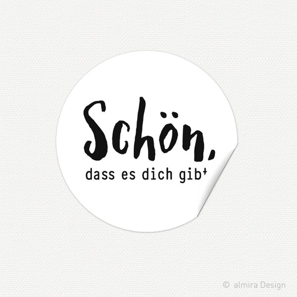 24 Sticker "Schön, dass ES DICH GIBT" - Thank you - Gift stickers, white (Tusche)