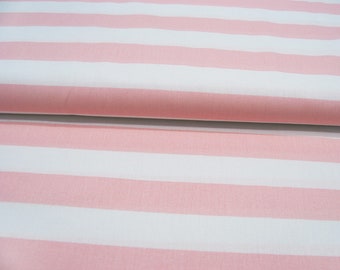 Baumwolle - Stripe - Breite Streifen Hellrosa-Weiss * 0,5 meter