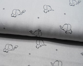 Soft Flat Gauze - Sweet Elephant - Elefenaten auf Hellgrau 0,5 m