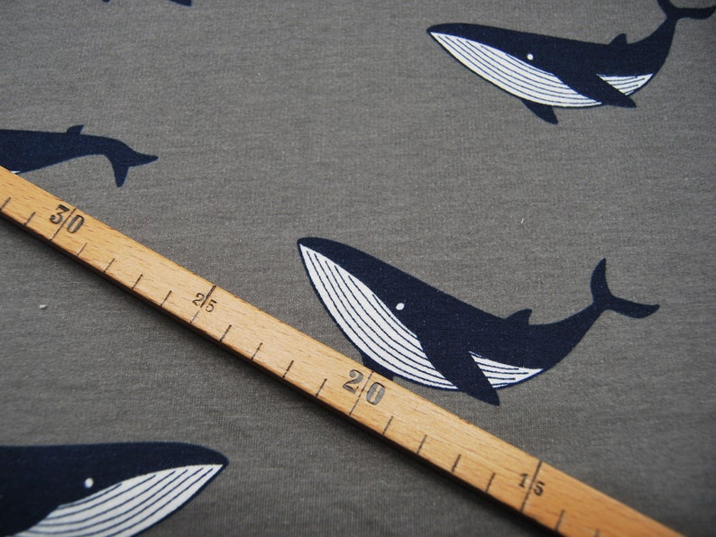 Soft Sweat Whales Wale auf Grau 0,5 Meter Bild 3