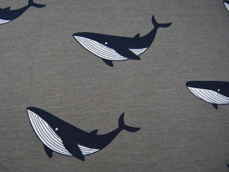 Soft Sweat Whales Wale auf Grau 0,5 Meter Bild 4