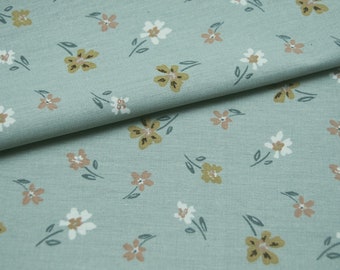 Beschichtete Baumwolle - Flowers - Blumenmuster auf Teal 0,5 m