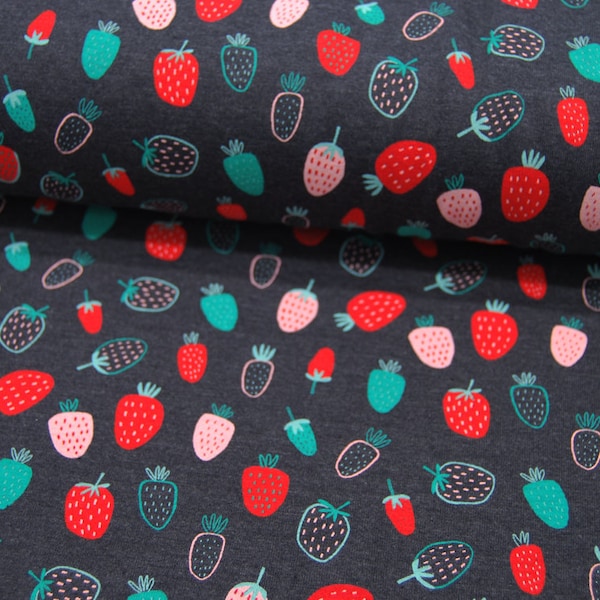 Jersey - Strawberry Indigo Melange - Erdbeeren - 0.5 Meter