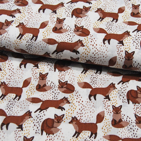 Baumwolle - Snoozy Fabrics - Fuchs - auf Weiß * 0,5m