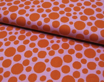 Baumwolle - Poplin - DOTS - Orangefarbene Dots auf Rosa* 0,50m